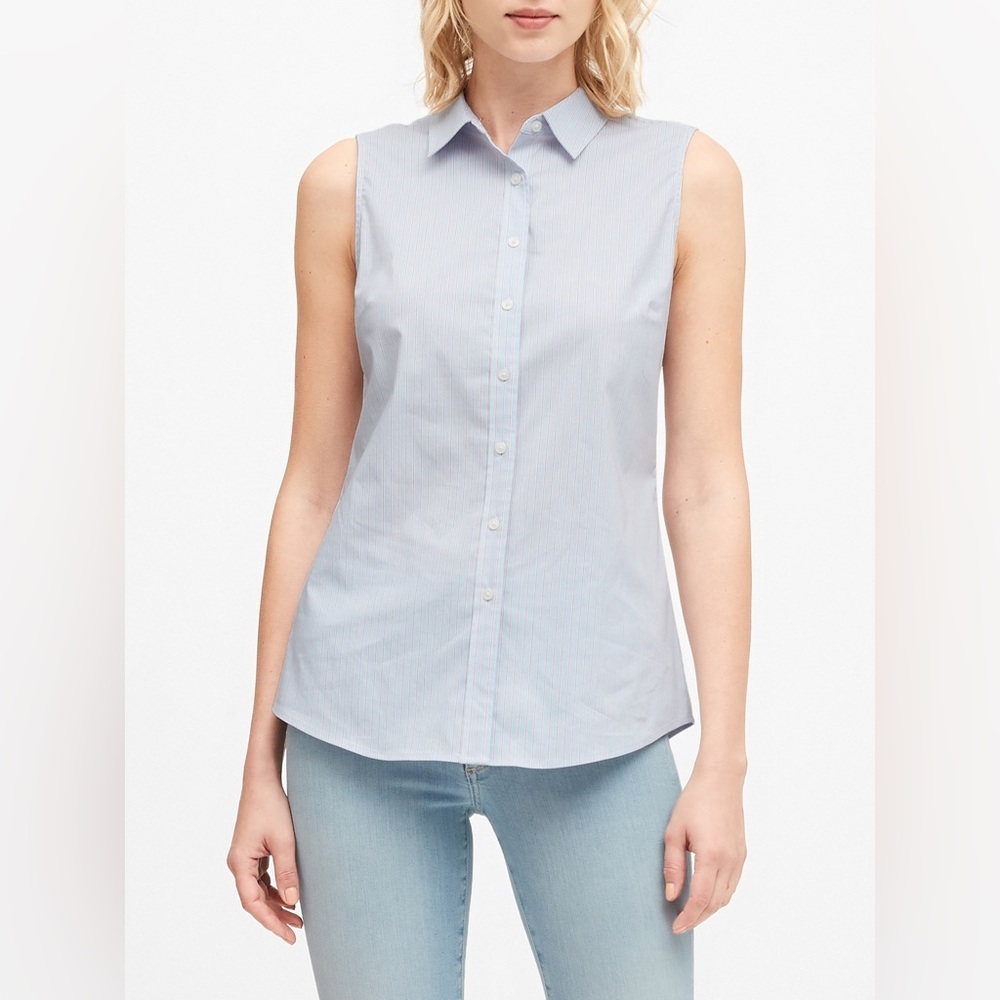 Banana Republic Riley Tailored Fit Sleeveless Tank in Blue Stripe